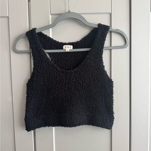 POL Fuzzy Black Sleeveless Crop Top
